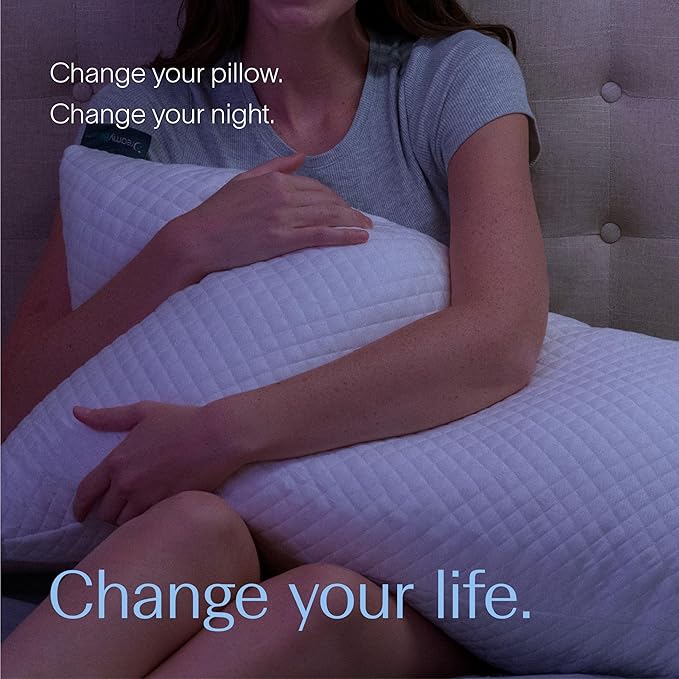 DreamyBlue Signature Pillow w/Adjustable Loft β’ Shredded Memory Foam Fill β’ Neutral Alignment for Side, Back, and Stomach Sleepers β’ Washable Bamboo Rayon Cover β’ CertiPUR-US Certified Foam (Queen)