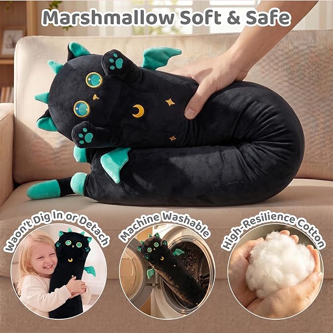 Mewaii Long Cat Plush 5 Sizes, 120% Extra Filling Giant Plushness Kids Body Pillow, Kawaii Cute Big Eyes Cat Stuffed Animals Plushies, Big Long Body Pillow Cat Plush Gift for Girls 44”