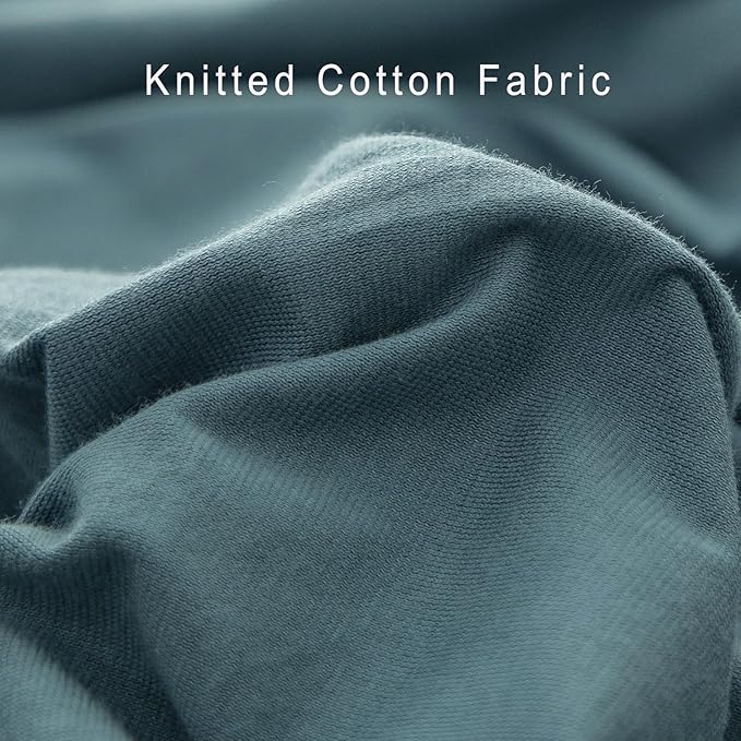 PURE ERA Jersey Knit Duvet Cover Set 100% T-Shirt Cotton Super Soft Comfy 3pc Bedding Set with Zipper Closure (Solid Cerulean Blue, Cal King)