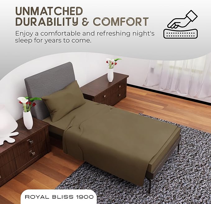 Twin XL Sheets Set - 3 Piece Bedding - Wrinkle Free, Fade Resistant, Double Brushed Microfiber - Deep Pockets/Easy Fit - 1800 Series Ultrasoft, Cooling Sheets (Taupe)