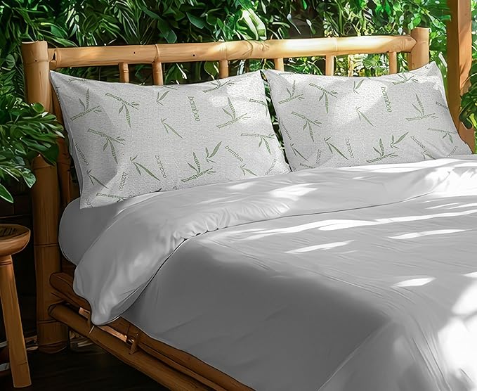 Utopia Bedding Waterproof Pillow Protectors with Zipper Queen Size (2 Pack), Soft and Cooling Bamboo Viscose Pillow Covers, Bed Bug Proof Pillow Encasements 20 x 28 Inches