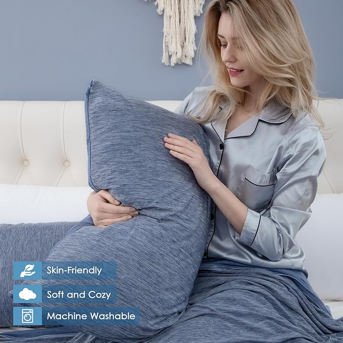 CHOSHOME Cooling Pillow Cases Zipper Pillow Covers Q-Max > 0.45 Zippered Pillowcases for Hot Sleepers, Soft, Breathable, Skin-Friendly, 4 Pack (King, 20"x36", Blue)