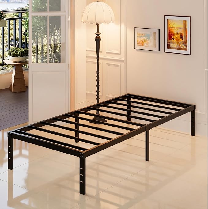 Maenizi XL Twin Bed Frame No Box Spring Needed, 12 Inch Heavy Duty Metal Twin XL Platform Bed Frame Support Up to 2500 lbs, Easy Assembly, Noise Free, Black