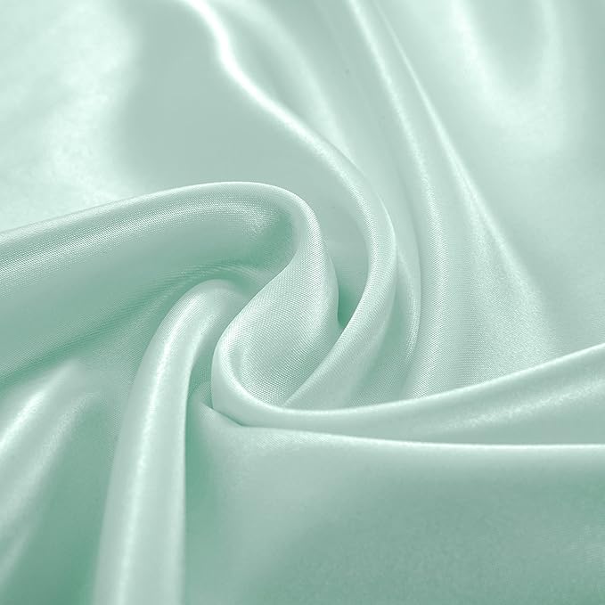 Homiest 3pcs Satin Sheets Set Luxury Silky Satin Bedding Set with Deep Pocket, 1 Fitted Sheet + 1 Flat Sheet + 1 Pillowcase (Twin Size, Mint Green)