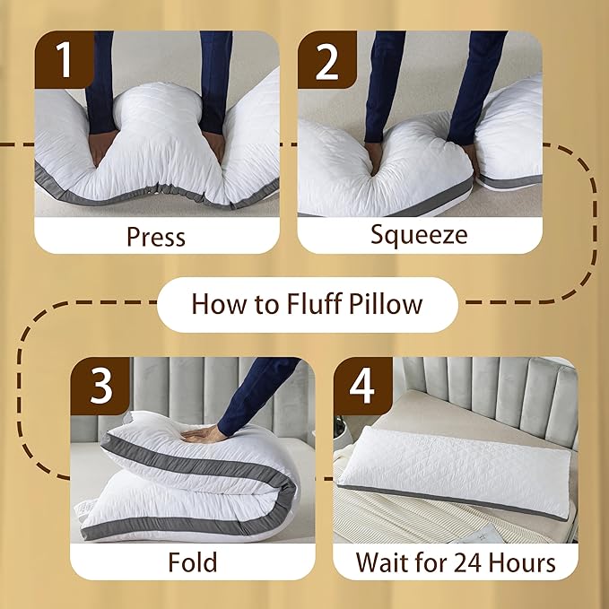 WhatsBedding Memory Foam Body Pillow with Removable Pillowcase-Fluffy Body Pillows for Adults -Large Long Bed Pillows for Sleeping - 20x54 inch, White