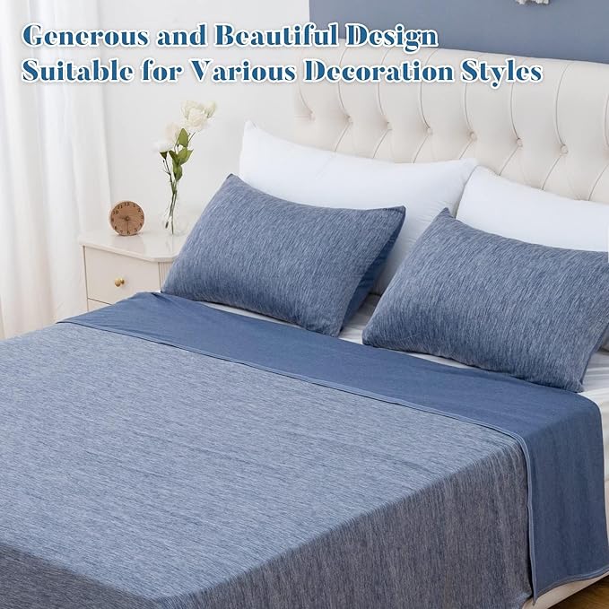 CHOSHOME Cooling Pillow Cases Zipper Pillow Covers Q-Max > 0.45 Zippered Pillowcases for Hot Sleepers, Soft, Breathable, Skin-Friendly, 2 Pack (Queen, 20"x30", Blue)