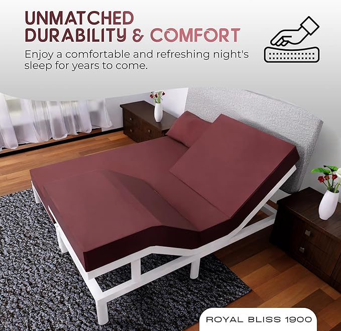 Split California King Sheets Sets - 5 Pcs Set - California King Split Sheet Sets for Adjustable Bed Split Cal King Sheets Sets for Adjustable Bed Cal King Split Sheets (Burgundy)