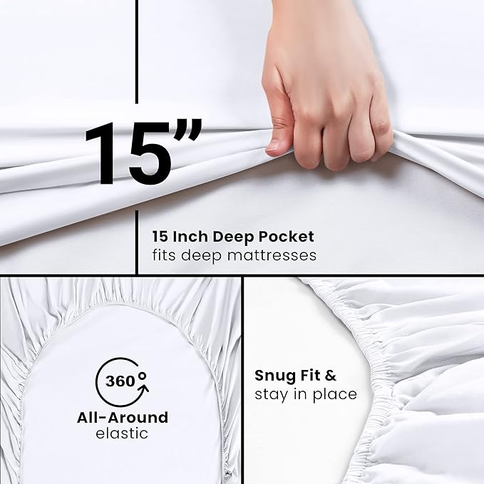 Utopia Bedding Twin Fitted Sheets - Bulk Pack of 02 Bottom Sheets - Soft Brushed Microfiber - Deep Pockets - All Around Elastic (White)