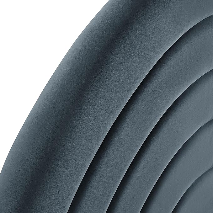 Modway Solana Soft Arch Shaped Round Twin Headboard in Cadet Blue – Upholstered Headboard – Stain-Resistant Performance Velvet Headboard for Twin Beds