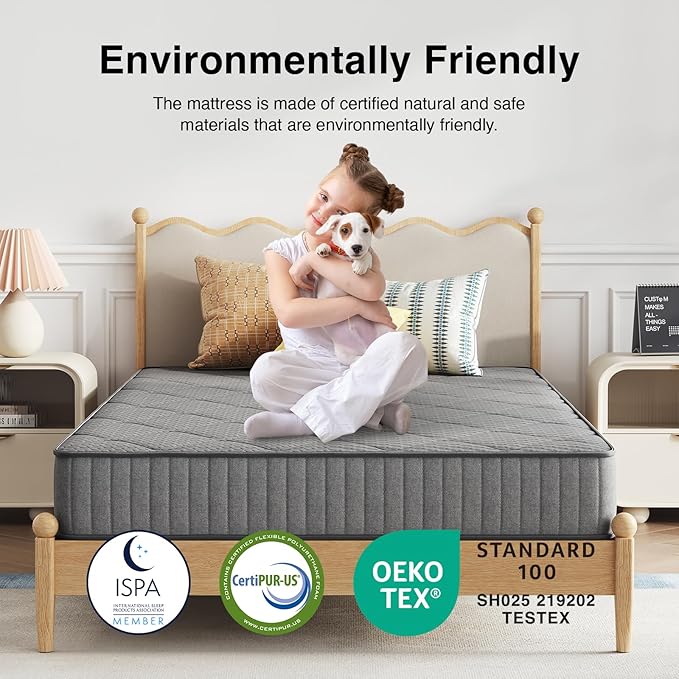 Novilla Twin XL Mattress 8 Inch,Hybrid Mattress Twin XL with Pocketed Coils & Cooling Memory Foam Layer for Targeted Support Zones & Pain Relief Comfort Mattresses in a Box for Kids