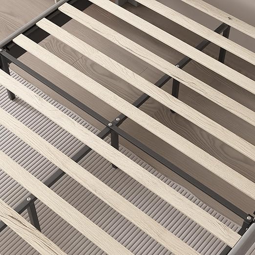 VECELO Upholstered Platform Full Bed Frame with Fabric Headboard,Wooden Slats Support/No Box Spring Needed/Mattress Foundation,Dark Grey
