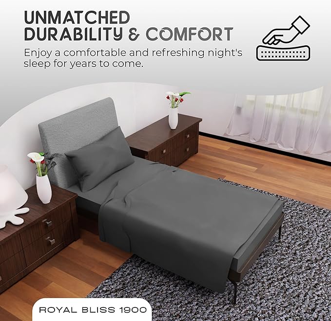Twin Sheets Set - 3 Piece Bedding - Wrinkle Free, Fade Resistant, Double Brushed Microfiber - Deep Pockets/Easy Fit - 1800 Series Ultrasoft, Cooling Sheets (Dark Grey)