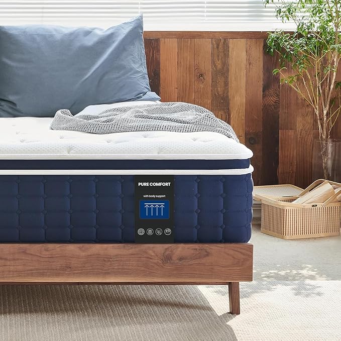 Coolvie Twin XL Mattress 14 Inch, Hybrid XL Twin Mattress in a Box, 4 Layer Premium Foam with Pocket Springs for Motion Isolation and Pressure Relieving, Medium Firm Feel, 100-Night Trial
