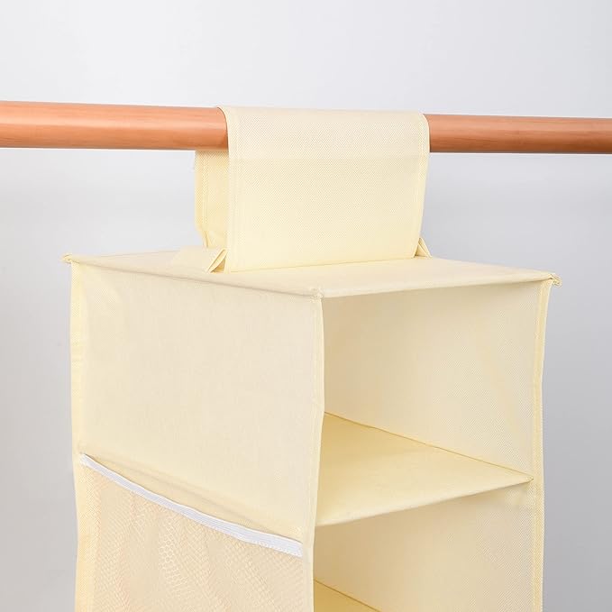 Berdeng Hanging Shoe Organizer for Closet with Side Mesh Pockets,Hat Racks for Baseball Caps,Shoe and Hat Holder & Storage,8-Shelf,Beige,2 Pack