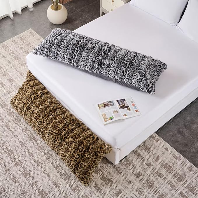 Luxury Shaggy Faux Fur Body Pillow,Fluffy Bed Pillow with Zipper Closure, Soft Decorative Plush Full Long Pillow,Fuzzy Hug Pillow for Home Living Room Side Sleeper & Pregnancy 20"x54" Rainbow