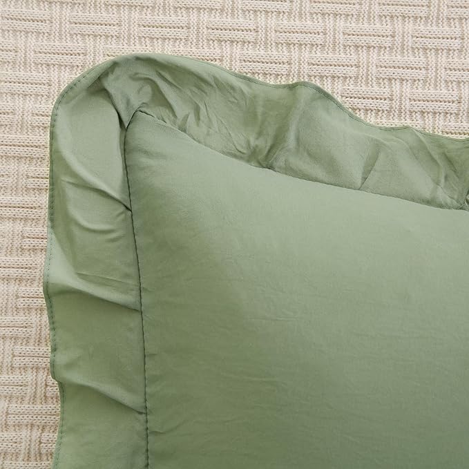 Merryword Avocado Green Body Pillow Cover 20x54inches Long Pillowcase Ruffled Pillowcases Shabby Chic Ruffled Fringe Decor Body Ruffled Pillow Sham Cute Pillowcase
