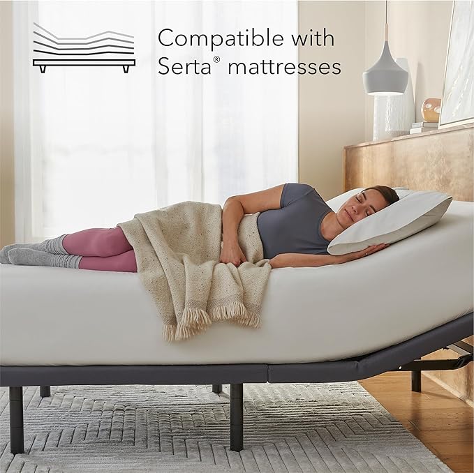 Serta baselogic Level 3 Adjustable Base Bed Frame - Queen - Head & Foot Adjustability, Wireless Remote, Zero-Gravity and 3 Memory Presets, Single Massage Setting, and USB A&C Charging Ports
