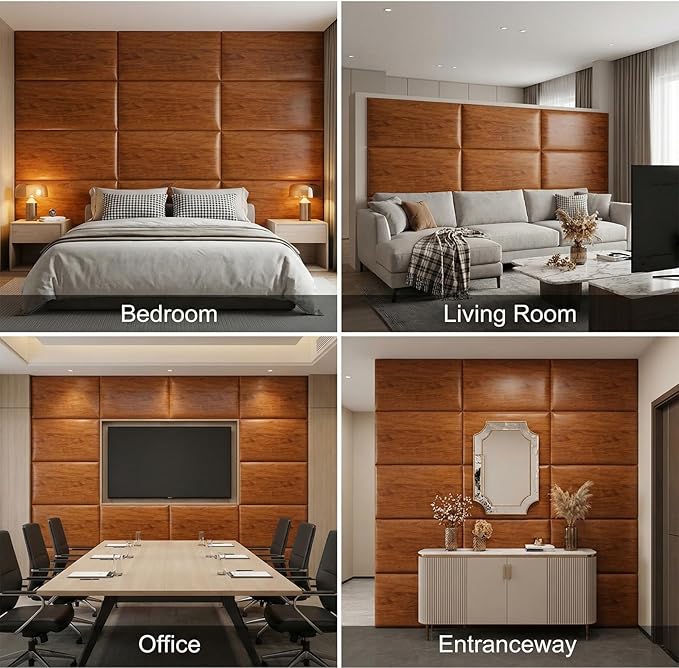 Xuhal 6 Pack 23.6'' x 9.8'' Full-Size Peel and Stick Headboard for Twin Rustic Wood Pattern Self-Adhesive Wall Panels Stick on 3D Soundproof Wall Mount Bed Headboard for Bedroom Playroom