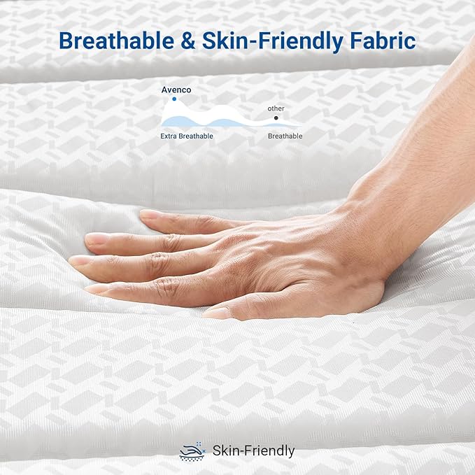 Avenco Full Size Mattress 12 Inch in a Box, Medium Plush Full Mattresses with Pocket Spring Smarts Coil Hybrid Colchones for Pressure Relief, CertiPUR-US Certified
