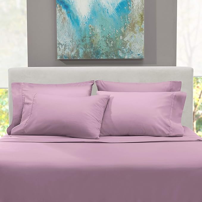 Hearth & Harbor Extra Deep Pocket Queen Sheets Sets - Fits Mattress 18-24 Inches Deep - Extra Deep Pocket Sheets - 6 Piece Queen Size - Lavender Dream