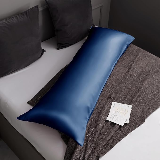 Body Cooling Pillow Cases Cover, Bamboo Rayon Pillowcases with Zipper Closure, Cool & Breathable Pillow Case for Hot Sleepers and Night Sweats, 20x54 inches, Deep Blue