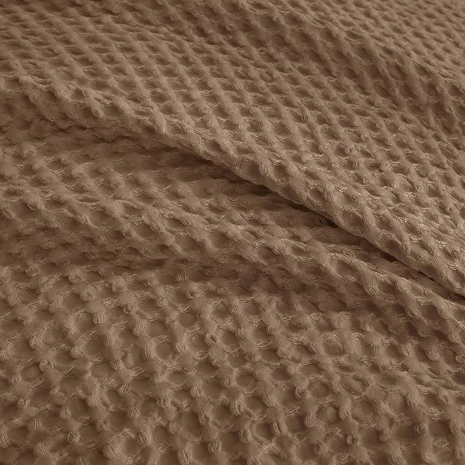 PHF Waffle Duvet Cover Set King Size, No Snagging Ultra Soft Luxury Textured Breathable Comforter Cover for All Season 3pcs, Durable Bedding Duvet Set with 2 Pillow Shams, 104"x90", Mocha