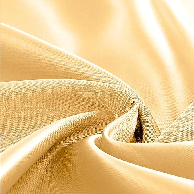 Homiest 4pcs Satin Sheets Set Luxury Silky Satin Bedding Set with Deep Pocket, 1 Fitted Sheet + 1 Flat Sheet + 2 Pillowcases (King Size, Gold)