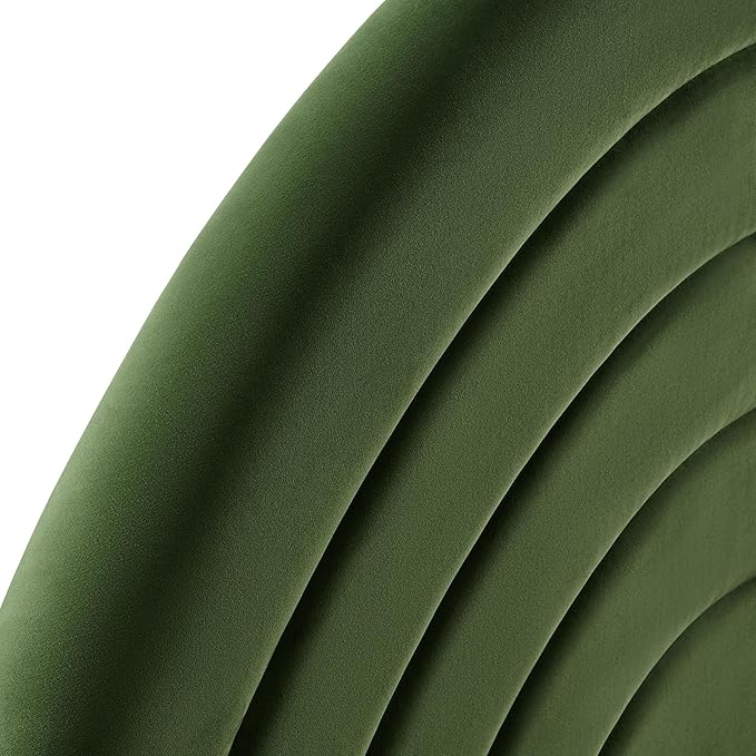 Modway Solana Soft Arch Shaped Round Queen Headboard in Moss Green – Upholstered Headboard – Stain-Resistant Performance Velvet Headboard for Queen Size Beds