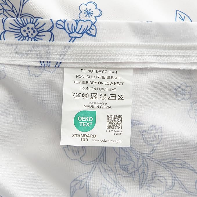 Nayoroom Blue Floral Duvet Cover Full Size Cottagecore Flower Leaf Spring Comforter Cover 3 Pcs Soft Breathable Microfiber Pastoral Aesthetic Bedding Set with Zipper Closure