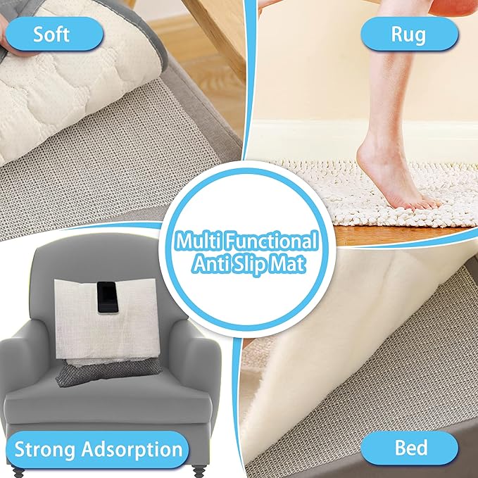 Mattress Slide Stopper Non Slip Rug Pads 5.9 x 6.5 Ft Non Slip Furniture Pads Resistant Trimmable Mat Topper for Rug,Sofa,Bed,Chair Cushion King Size