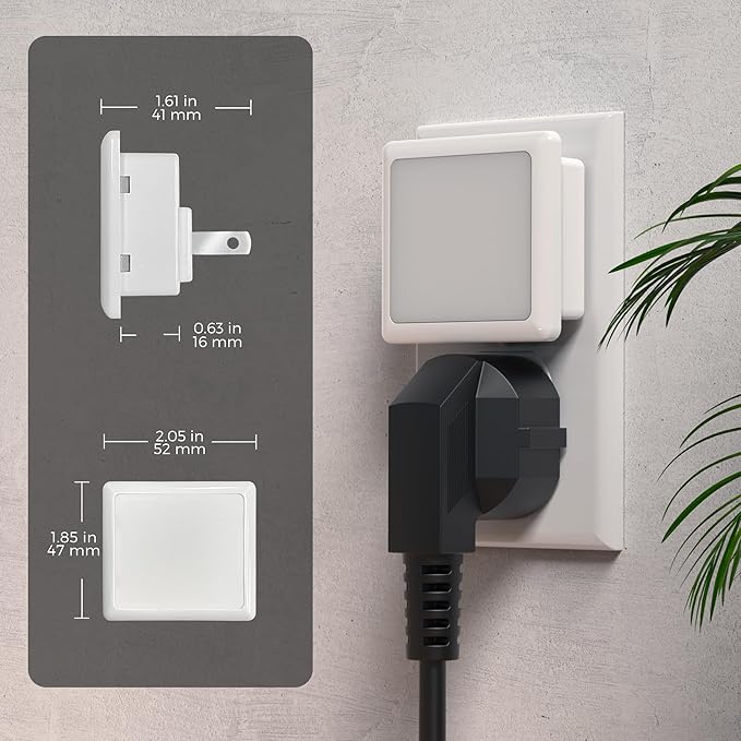 L LOHAS LED 3CCT Night Lights Plug into Wall 2-Pack, 0.3W Plug in Night Light, Dusk to Dawn, Bright Nightlight Auto-On/Off, for Adults Kids Room Bedroom Bathroom Hallway Kitchen