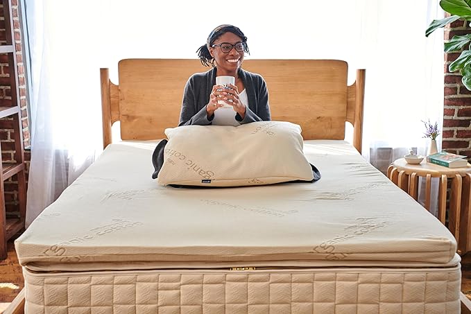 Naturepedic 2'' Adagio Latex Mattress Topper - Thick Cooling Breathable Top Mattress Pad for Back Pain Relief & Full Body Contouring Comfort - California King