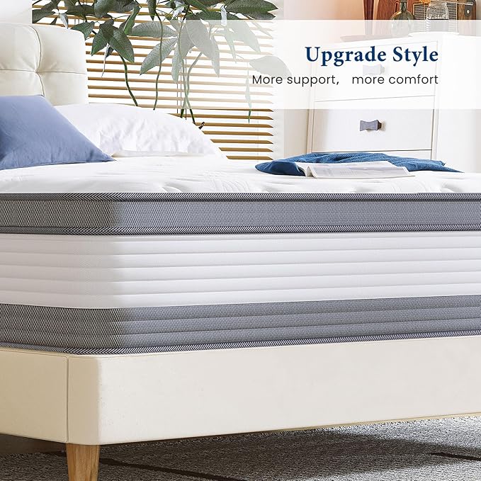 Coolvie Twin XL Mattress 12 Inch Hybrid Mattress Twin XL Mattresses in A Box Individual Pocket Springs with Memory Foam Layer Provide Motion Isolation & Cool Sleep
