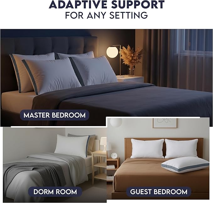 Utopia Bedding Bed Pillows for Sleeping King Size (Grey), Set of 2, Soft & Fluffy Pillow with Down Alternative Filling, Cooling, Hotel Quality, Gusseted Pillow for Back, Stomach or Side Sleepers