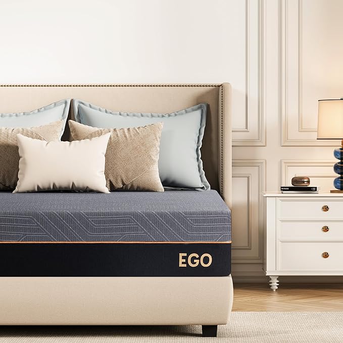 MLILY EGOHOME 12 Inch King Memory Foam Mattress for Back Pain, Cooling Copper Gel Bed in a Box, Foam Made in USA, CertiPUR-US Certified, Therapeutic Medium Firm, 76x80x12 Black