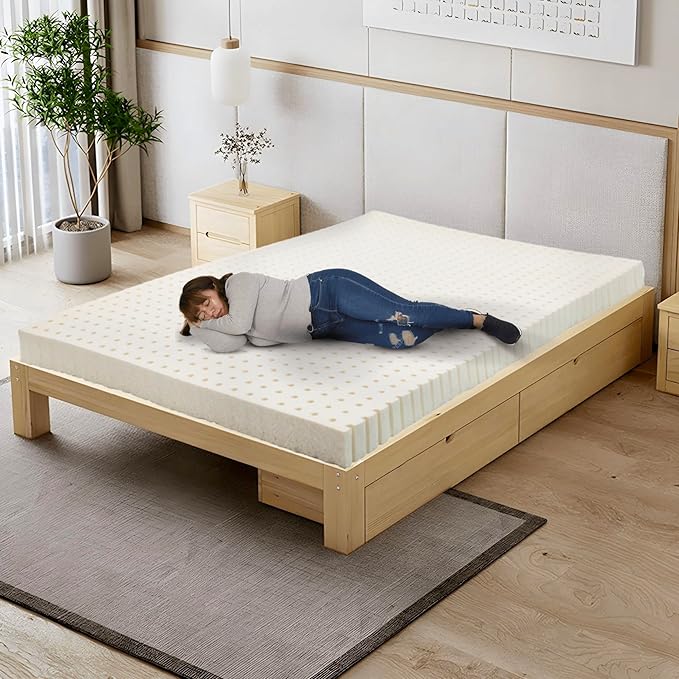 OrganicTextiles 2” Inch Organic Latex Mattress Topper Pad with Rayon Derived from Bamboo Covering (Queen Size, Soft), GOLS Certified, Cooling and Breathable, Made in USA, Hypoallergenic and Soft