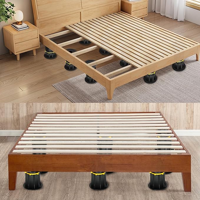 4-Pack Adjustable Height Bed Support Legs, Upgraded Bed Frame Support Legs, Bed Legs Replacement Parts for Bed Frame Center (5.3''-8.7")