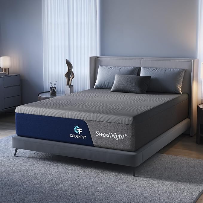 Sweetnight CoolNest 12 Inch Queen Mattress, Cooling Memory Foam Queen Size Mattress for Cool Night Sleep, 5-Zone Ergo Support for Pressure Relief, Medium, CertiPUR-US Certified
