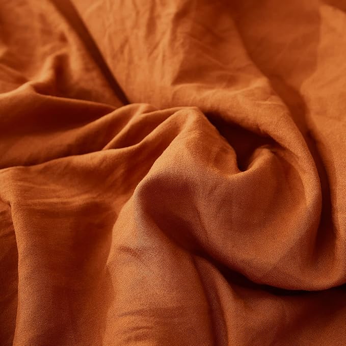 Burnt Orange Pillowcases Cute Pillow Cover Rust Ruffle Queen Set of 2 Shabby Chic Caramel Pillowcases 2 Pack (Queen (20''x30''), Caramel)