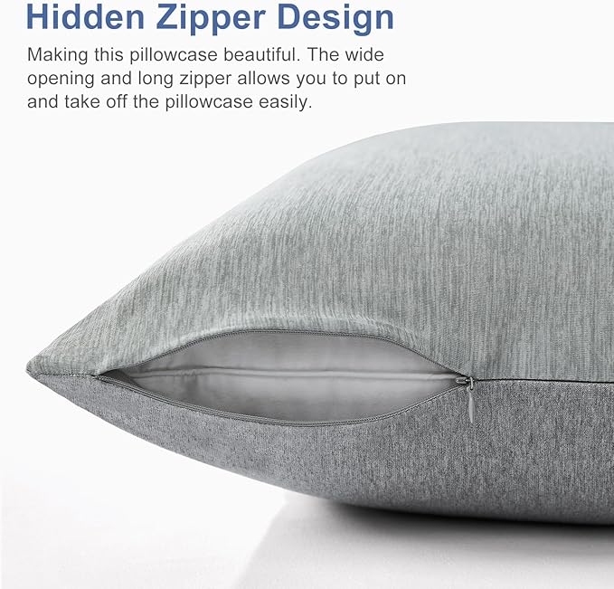 Elegear Cooling Pillow Cases for Hot Sleepers, Japanese Q-Max 0.5 Cooling Pillowcases, Both Sides(Cooling/Cotton), Breathable Soft Pillowcase for Hair and Skin, Set of 2-Gray (Standard (20" x 26"))