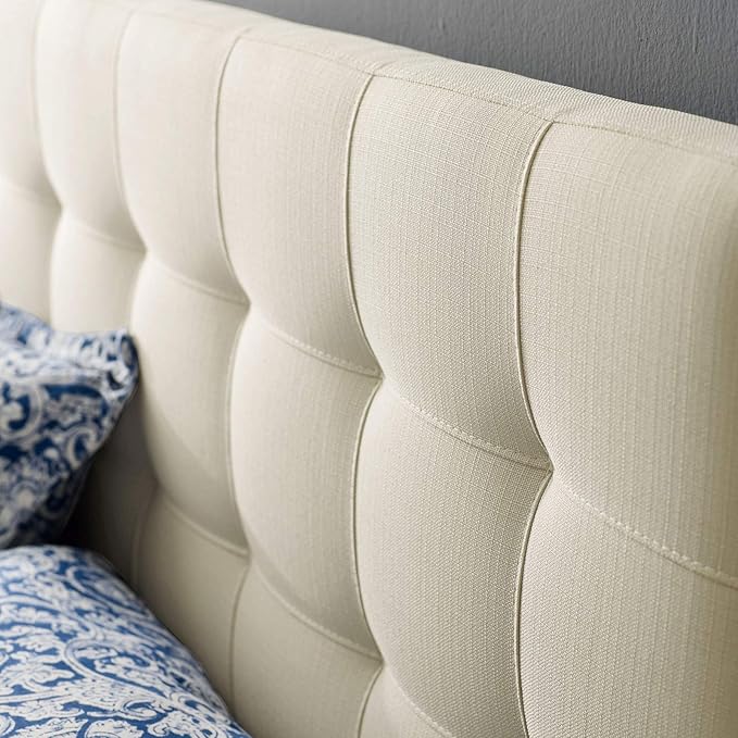 Modway Lily Tufted Linen Fabric Upholstered Full Headboard in Ivory