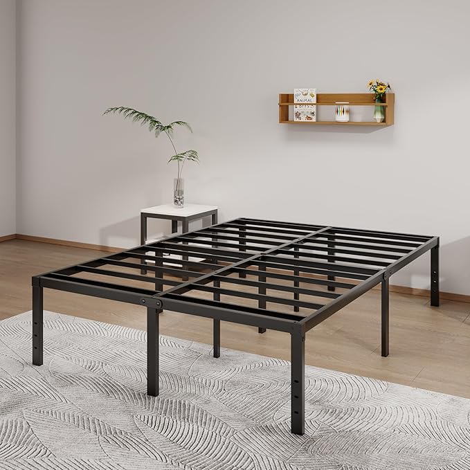 LUMUNANCE Metal Bed Frame King Size - 18 Inch Heavy-Duty King Platform Bed Frame No Box Spring Needed, Easy Assembly, Noise-Free, Sturdy Mattress Foundation, Underbed Storage Space