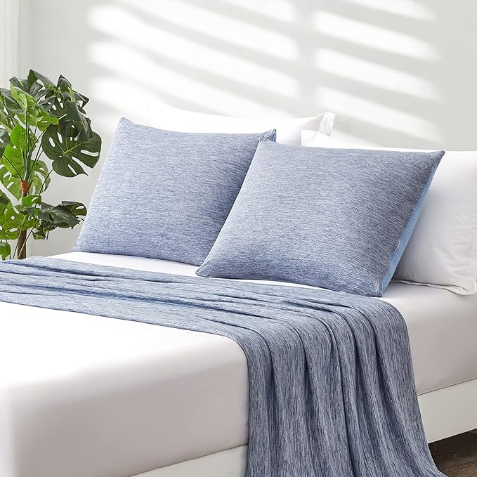 Elegear Cooling Pillow Cases for Hot Sleepers, Japanese Q-Max 0.5 Cooling Pillowcases, Both Sides(Cooling/Cotton), Breathable Soft Pillowcase for Hair and Skin, Set of 2-Blue (Standard (20" x 26"))