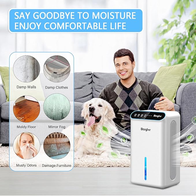 Dehumidifier for Home, 85 OZ Water Tank, (800sq.ft) Small Dehumidifiers for Bathroom Bedroom Basement with Drain Hose, Auto Shut Off, 3 Gear Timer, Sleep Mode, 7 Colors LED Light