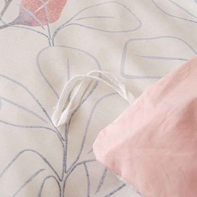 OAITE Duvet Cover Set Twin Size Floral Pattern Ultra Soft 100% Cotton Duvet Cover Sets 3-PC, Breathable Duvet Cover with Zipper Closure & Corner Ties(2 Pillow Shams,1 Duvet Cover)