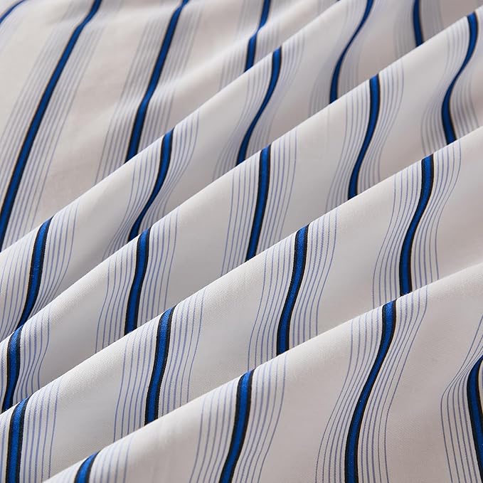 Merryword Body Pillow Cover 20x54inches, 100% Cotton Pillow Case, Blue and White Striped Pillowcase, Luxury Linen Like Pillowcase, Soft Breathable Wide Stripes Long Pillowcase, 1-Piece