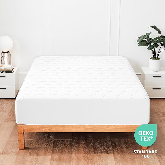 Hearth & Harbor King Size Quilted Fitted Mattress Pad Cover, 100% Waterproof Mattress Protectors, Deep Pocket Fitted Mattress Cover 8" - 21" (78" x 80", White)