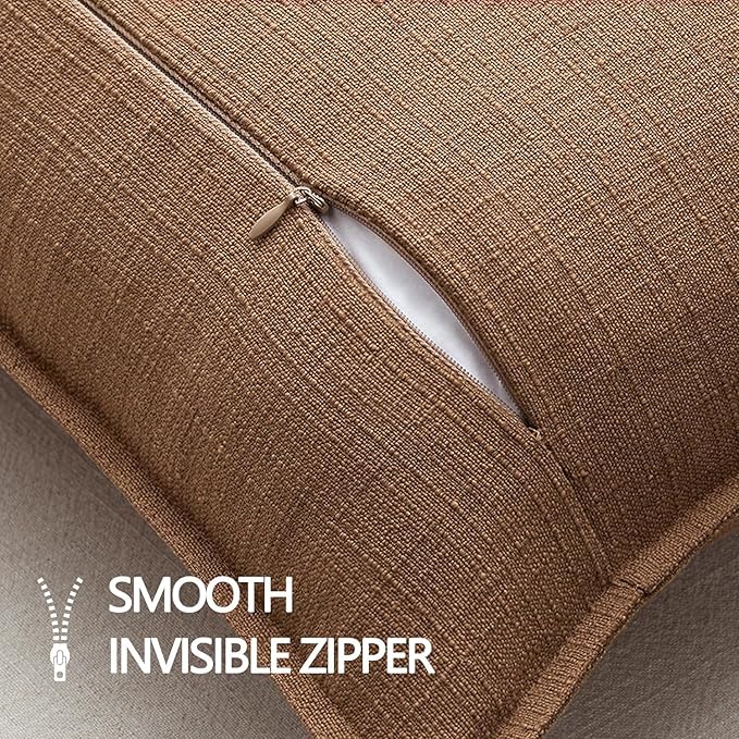 MIULEE Pack of 2 Thick Textured Couch Throw Pillow Covers, Natural Beige Decorative Pillow Covers 22x22, Neutral Linen Cushion Cases for Sofa Bed Living Room Modern Farmhouse Home Decor, No Filling