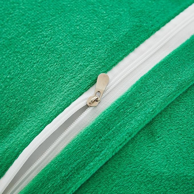 JAUXIO Faux Fur Fluffy Body Pillow Cover Luxury Textured Vertical Stripe Plush Decorative Body Pillowcase, Ultra Soft and Cozy Zipper Closure 21 x 54 Inches, Emerald Green