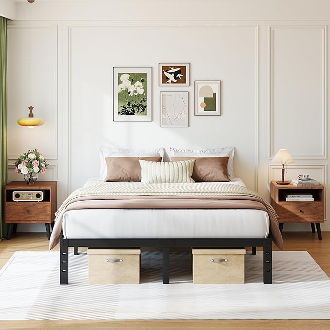 14 Inch King Size Bed Frame Supports up to 2000lbs, No Box Spring Needed, Platform with Heavy Sturdy Metal Steel, Easy Assembly, Under Bed Storage, Noise-Free, Non-Slip